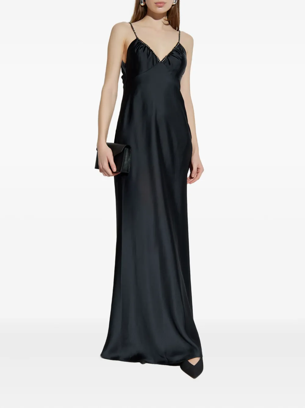 LoveShackFancy Mystara embellished strap maxi dress - Zwart