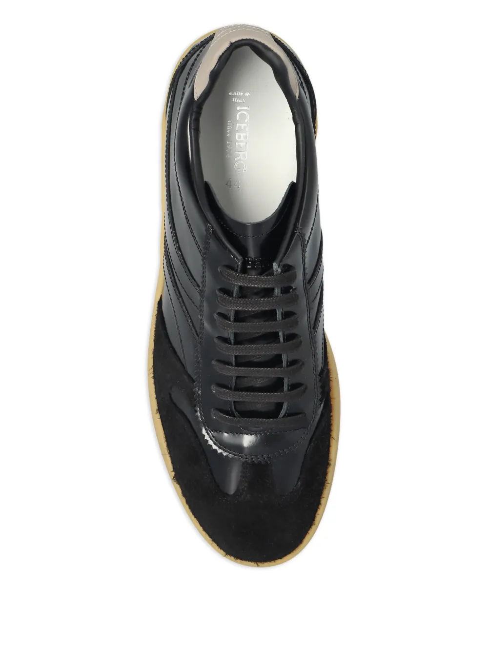  Iceberg Panelled Leather Sneakers - Black 