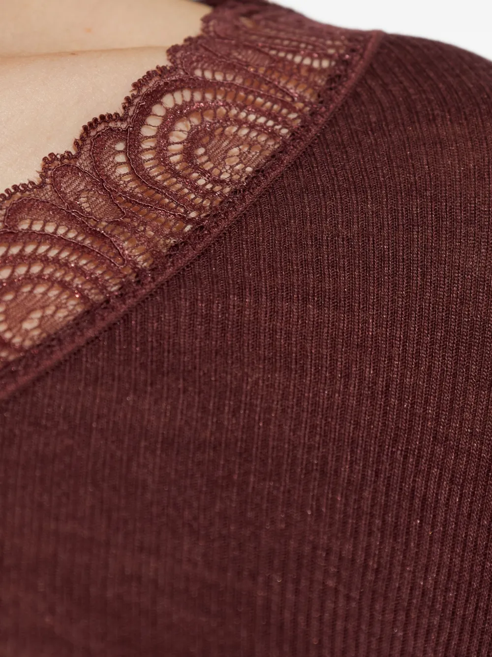 Hanro Top met v-hals Bruin