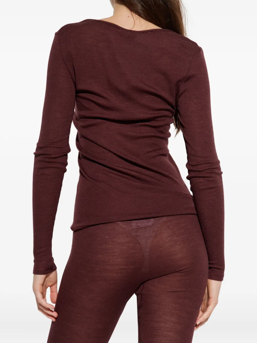 Hanro Top met v-hals Bruin