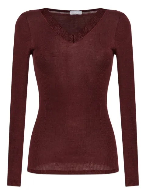 Hanro top de encaje con cuello en V