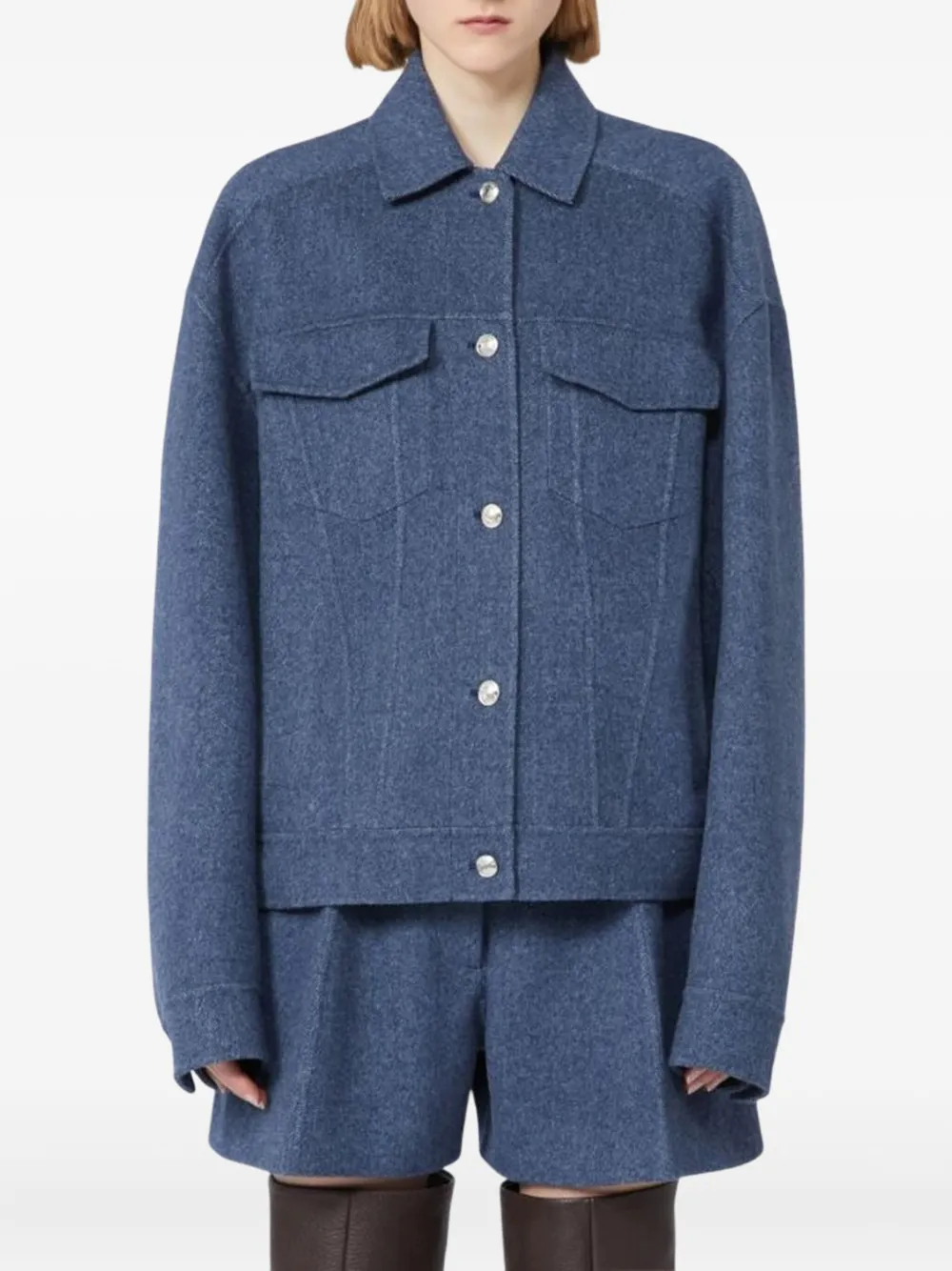 Sportmax Celso Jacket With Chest Pockets And Long Sleeves In Blue