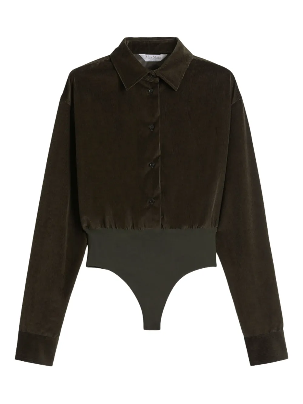 Max Mara ベルベット シャツボディスーツ - グリーン Max Mara ベルベット シャツボディスーツ - グリーン