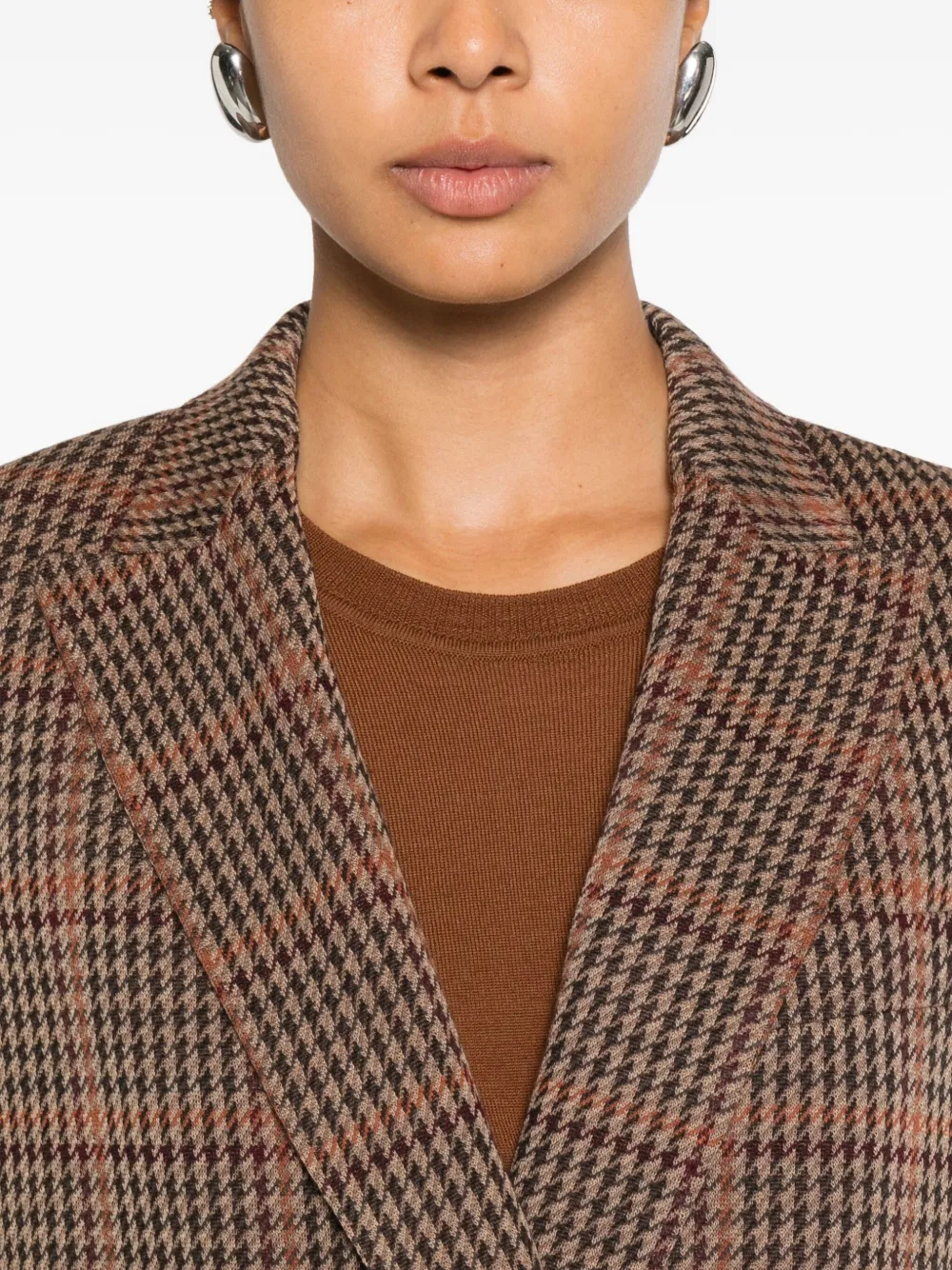 Max Mara Geruit jack met dubbele rij knopen Beige