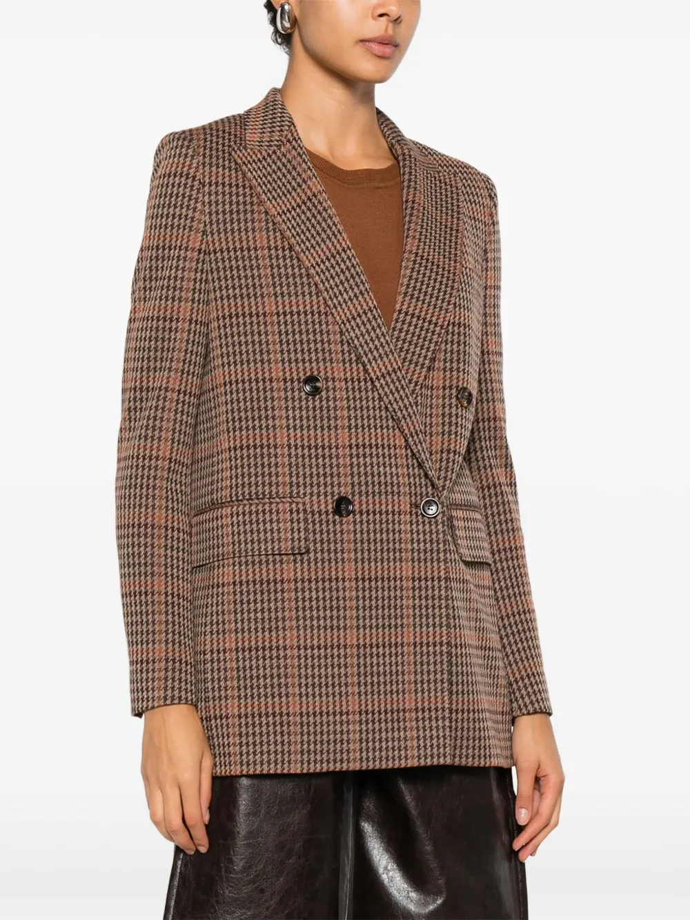 Max Mara Geruit jack met dubbele rij knopen Beige