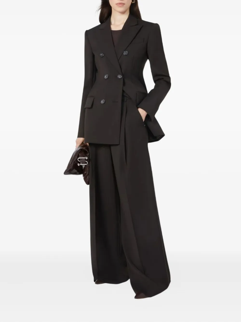 Sportmax Button Wool Trousers In Brown