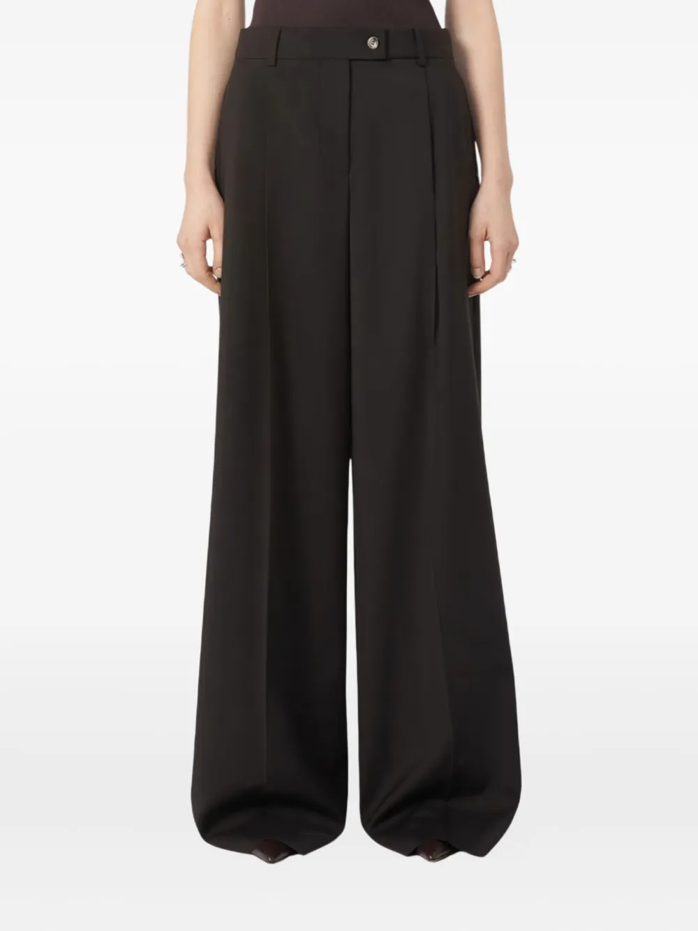 Sportmax Button Wool Trousers In Brown