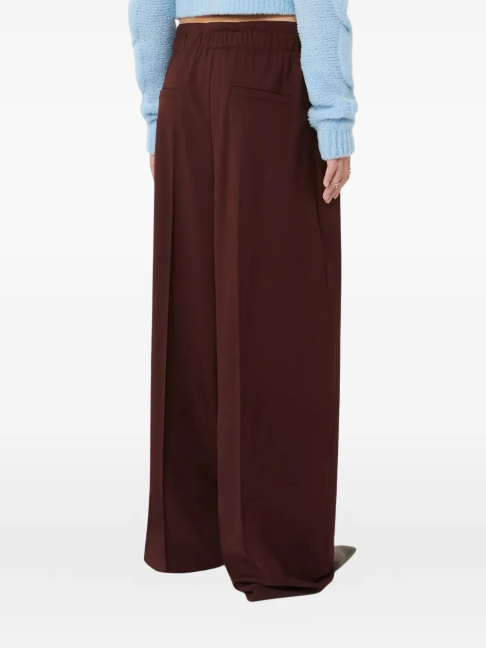Sportmax Loose Fit Trousers Double Belt Motif In Burgundy