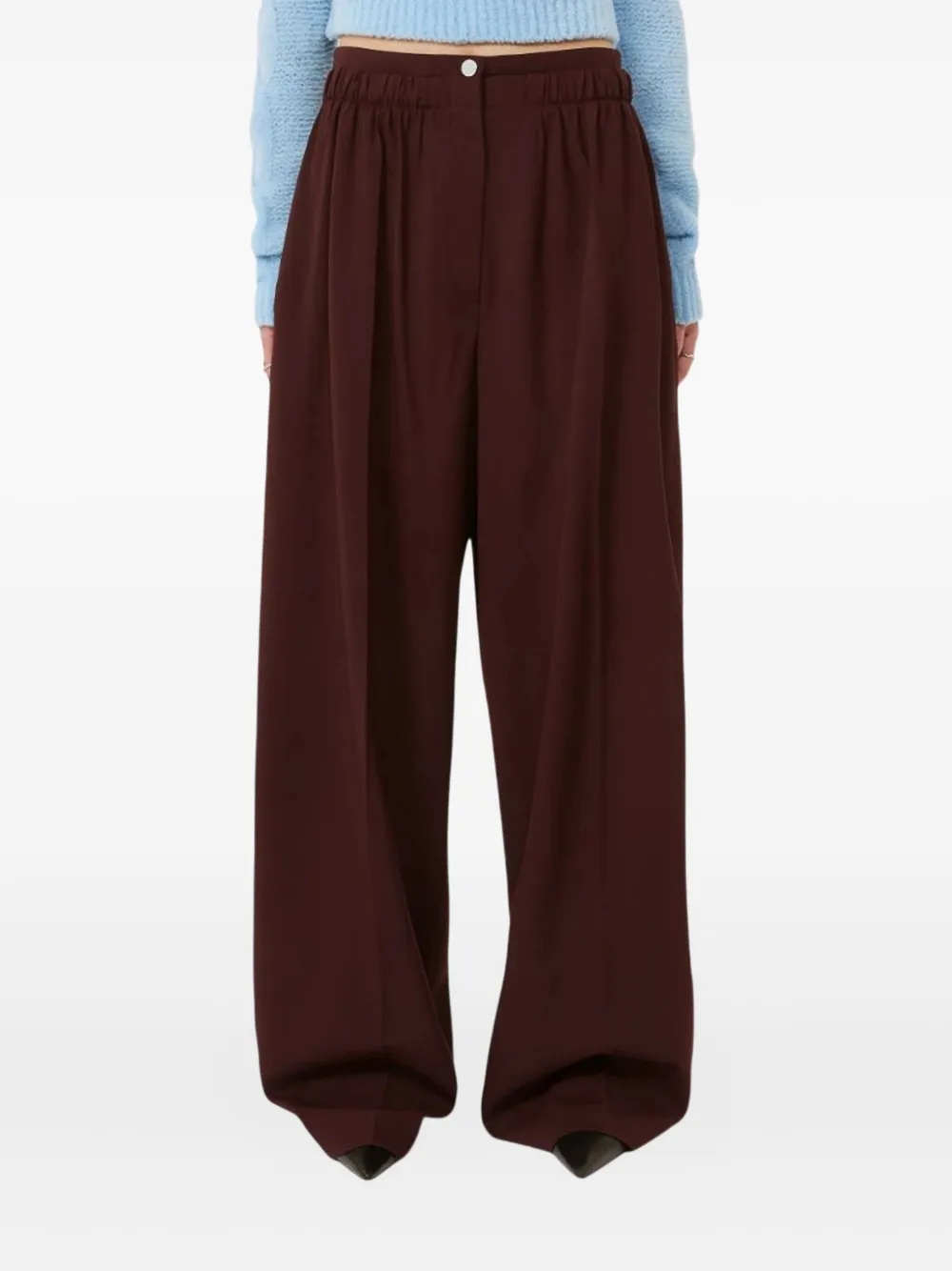 Sportmax Loose Fit Trousers Double Belt Motif In Burgundy
