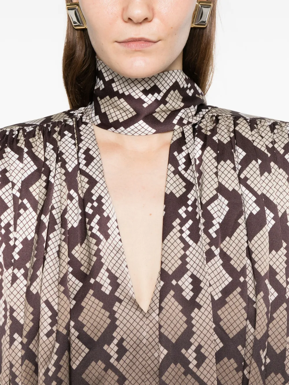Stella McCartney Top met slangenprint en strik Bruin