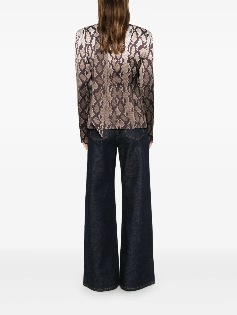 Stella McCartney Top met slangenprint en strik Bruin