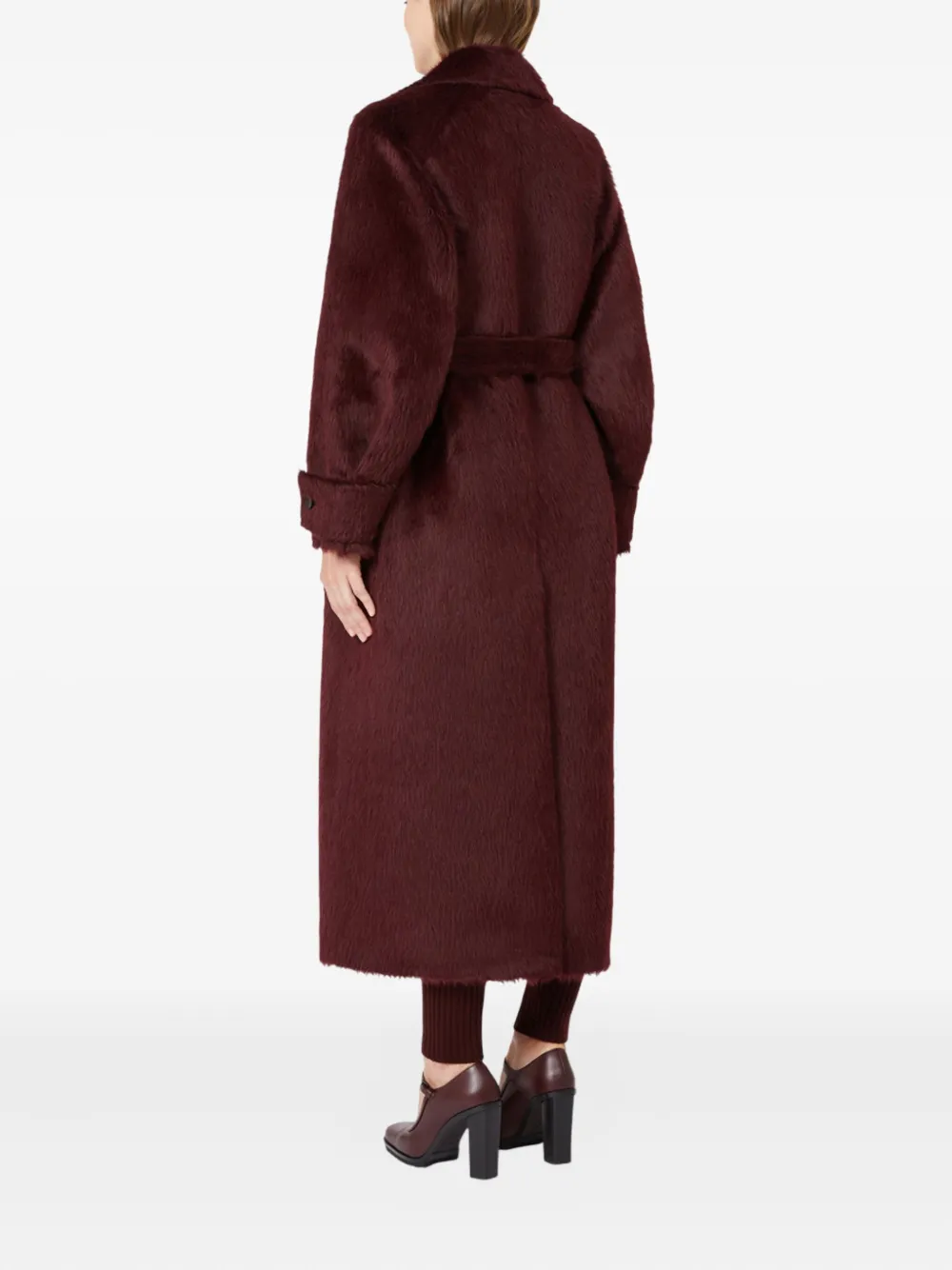 Max Mara Raglan-sleeve Belted Coat In Red