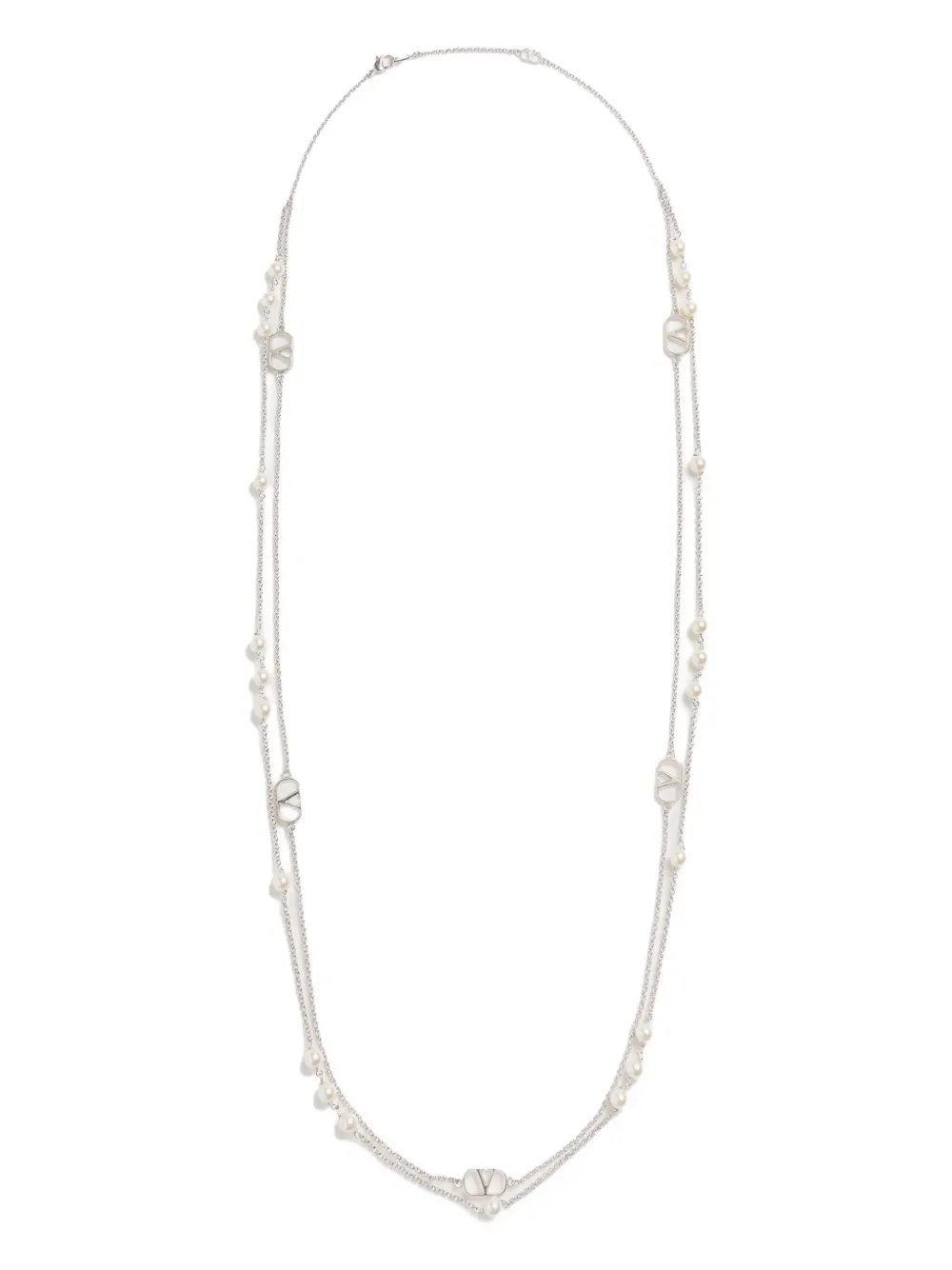 Valentino Vlogo Signature Metal Necklace In Metallic
