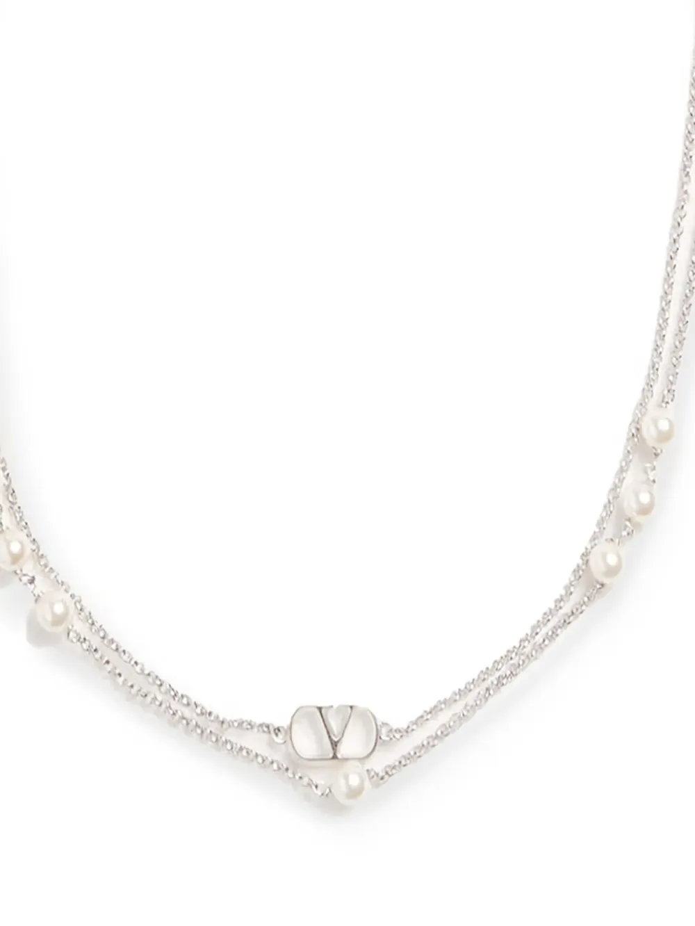 Valentino Vlogo Signature Metal Necklace In Metallic