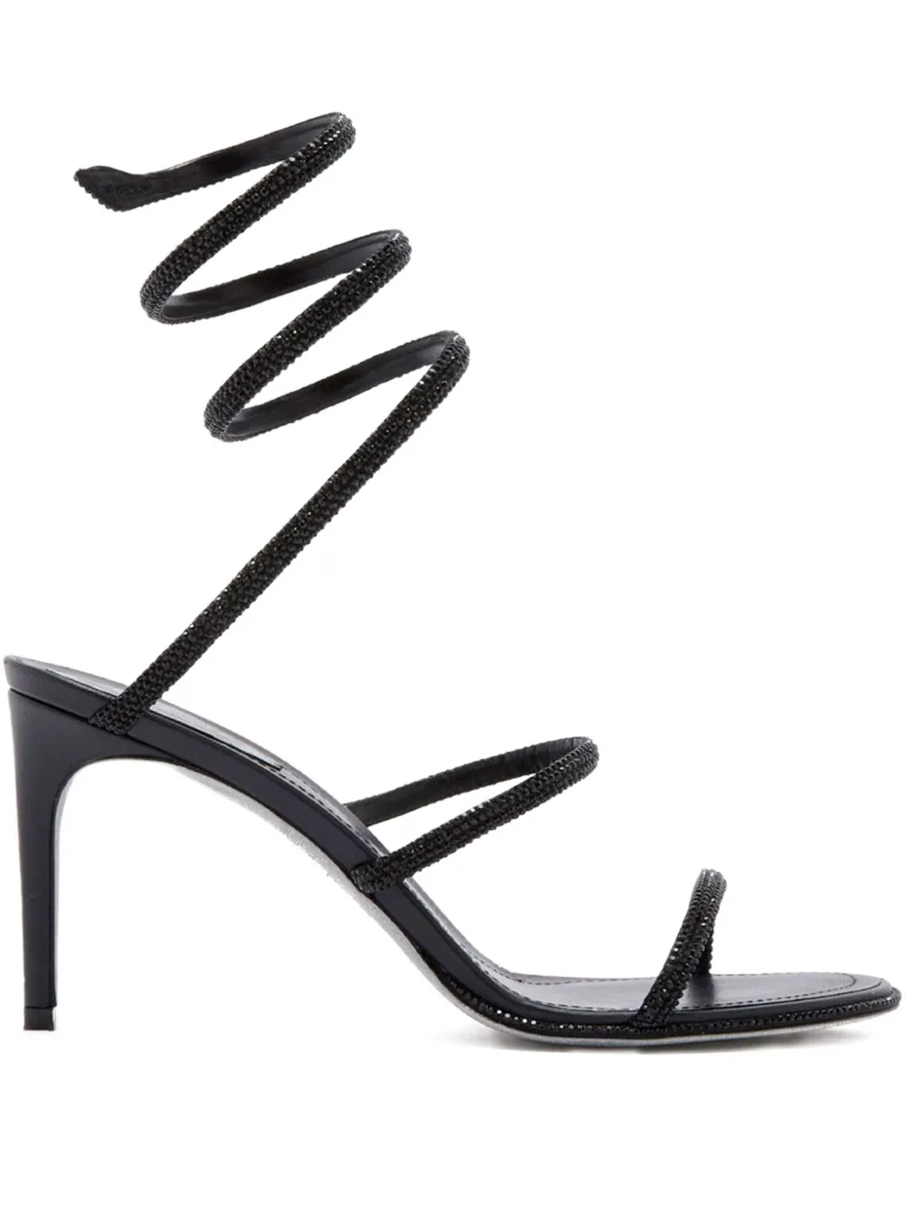 René Caovilla 80mm Cleo Strass-spiral Heeled Sandals In Black
