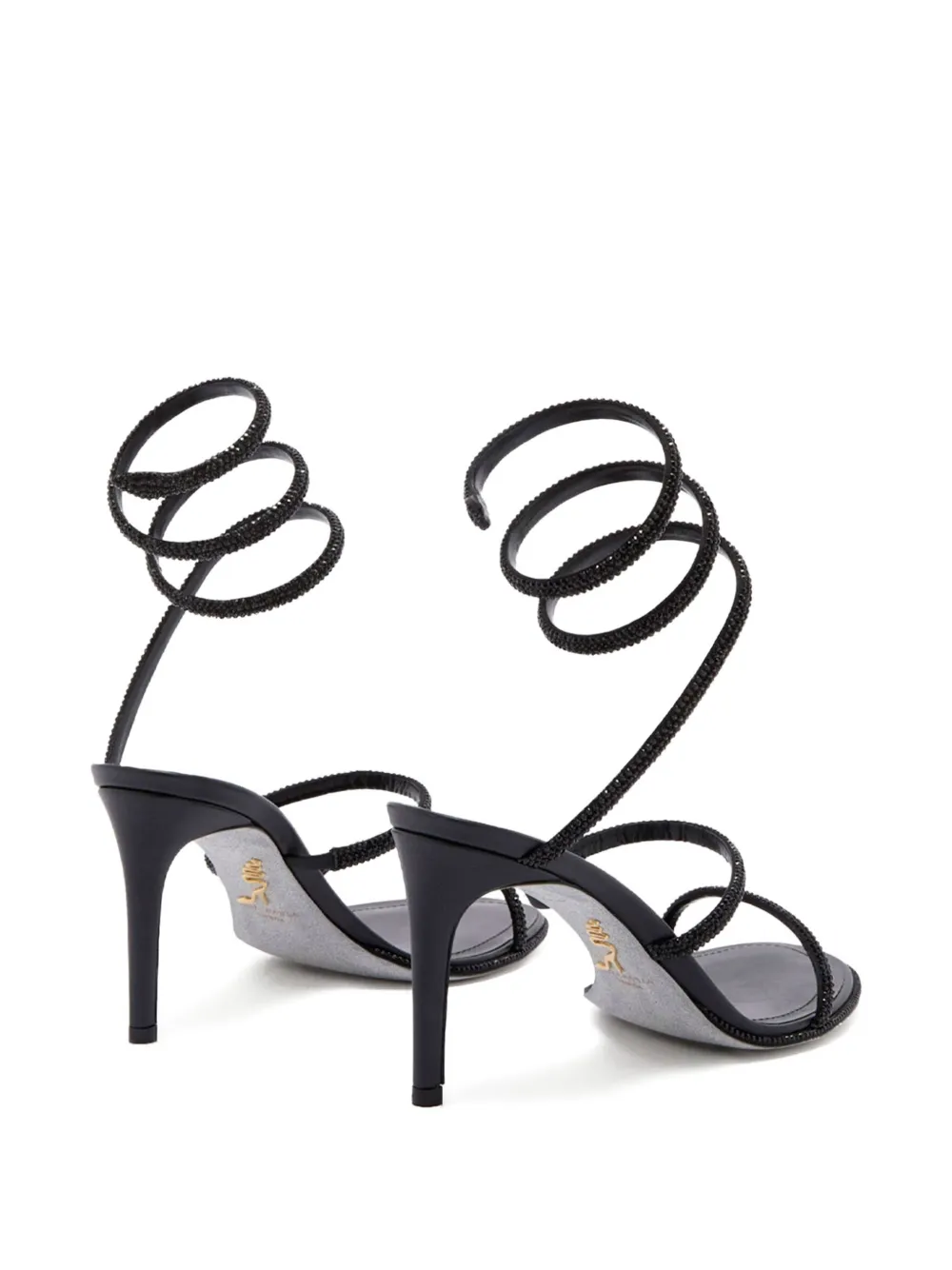René Caovilla 80mm Cleo Strass-spiral Heeled Sandals In Black
