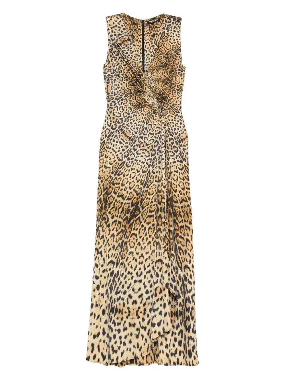 Roberto Cavalli Twisted Animal-print Dress In Brown