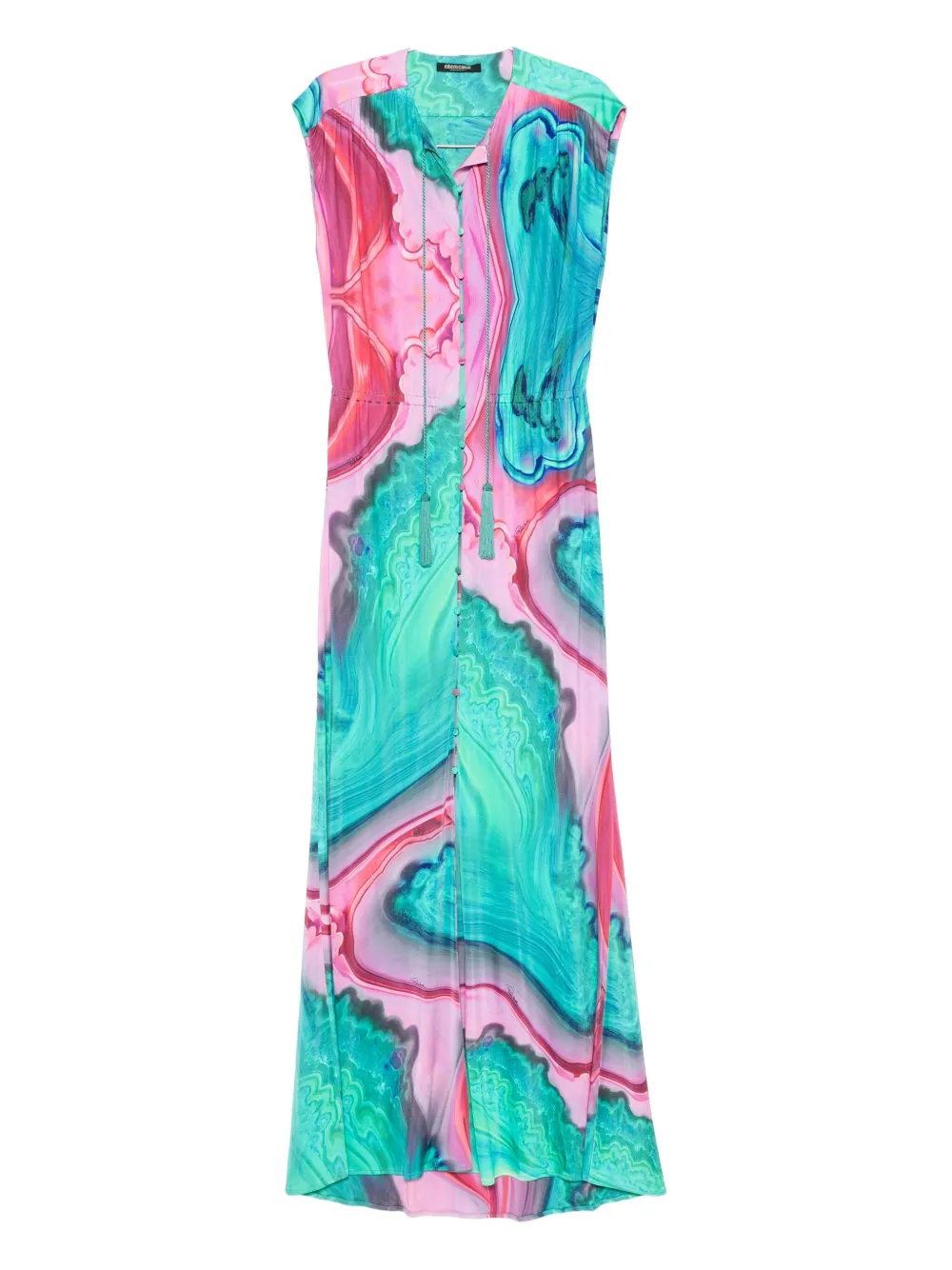 Roberto Cavalli Tassel-detail Buttoned Dress In Blue