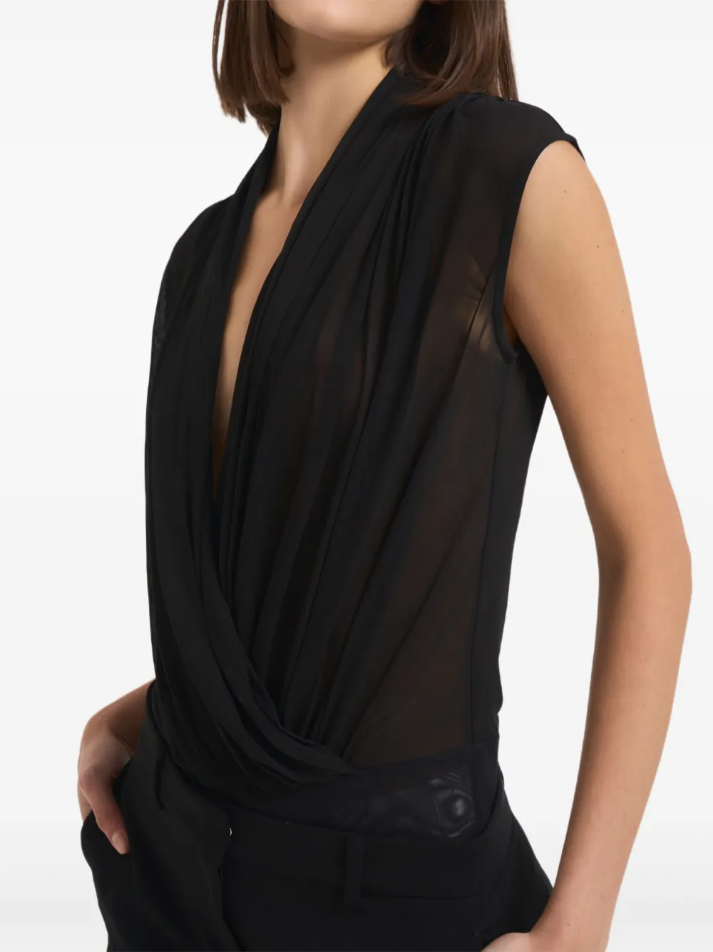 Max Mara Draped-detail Top In Black
