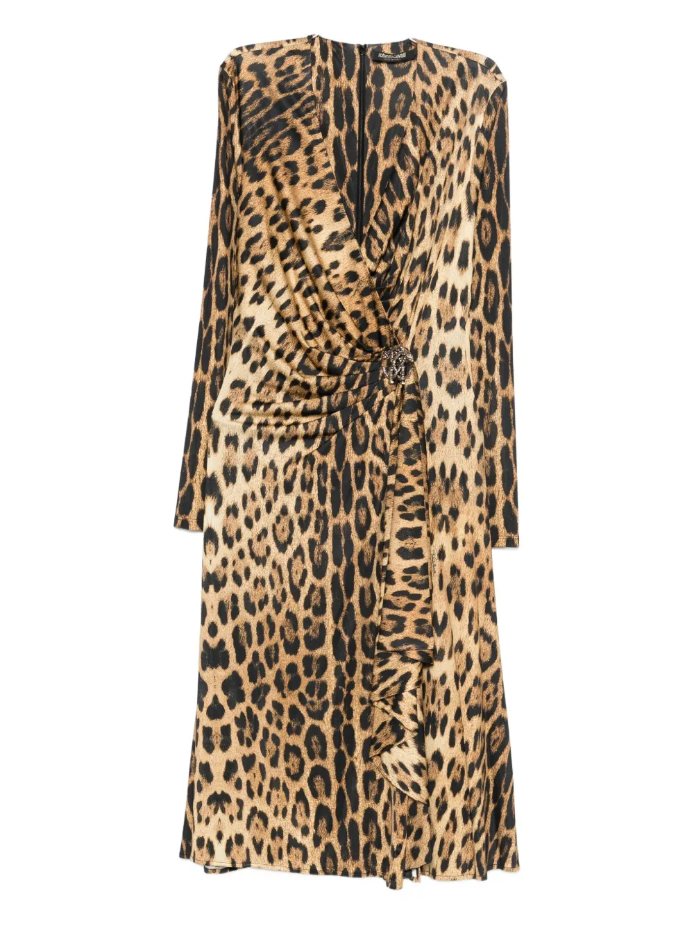 Roberto Cavalli Animal-print Draped Dress In Animal Print