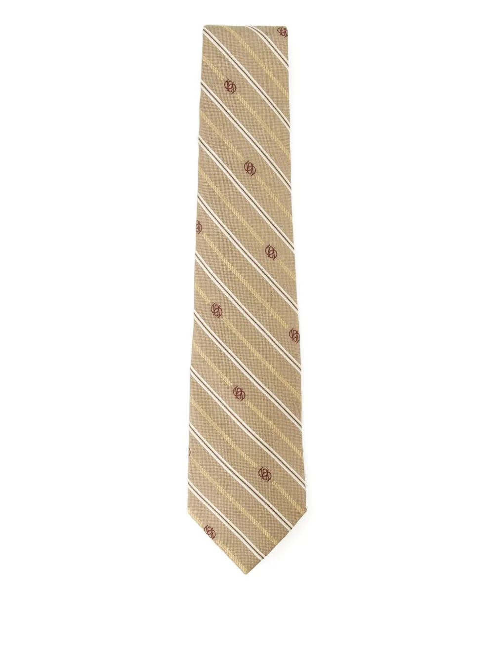 Drôle De Monsieur cravate rayée à motif monogrammé | tons neutres | Image 1