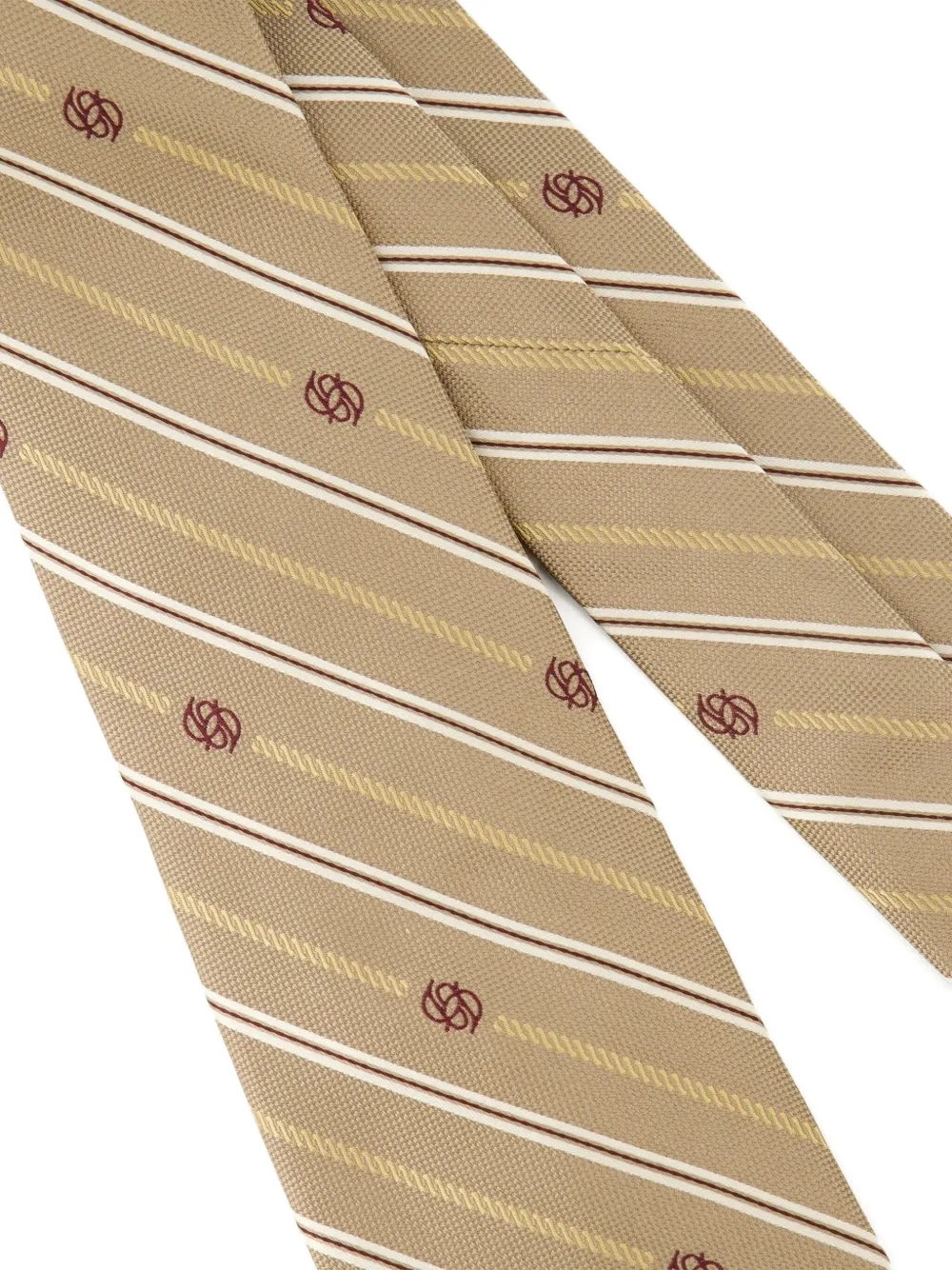 Drôle De Monsieur Rayure Monogramme striped tie - Beige