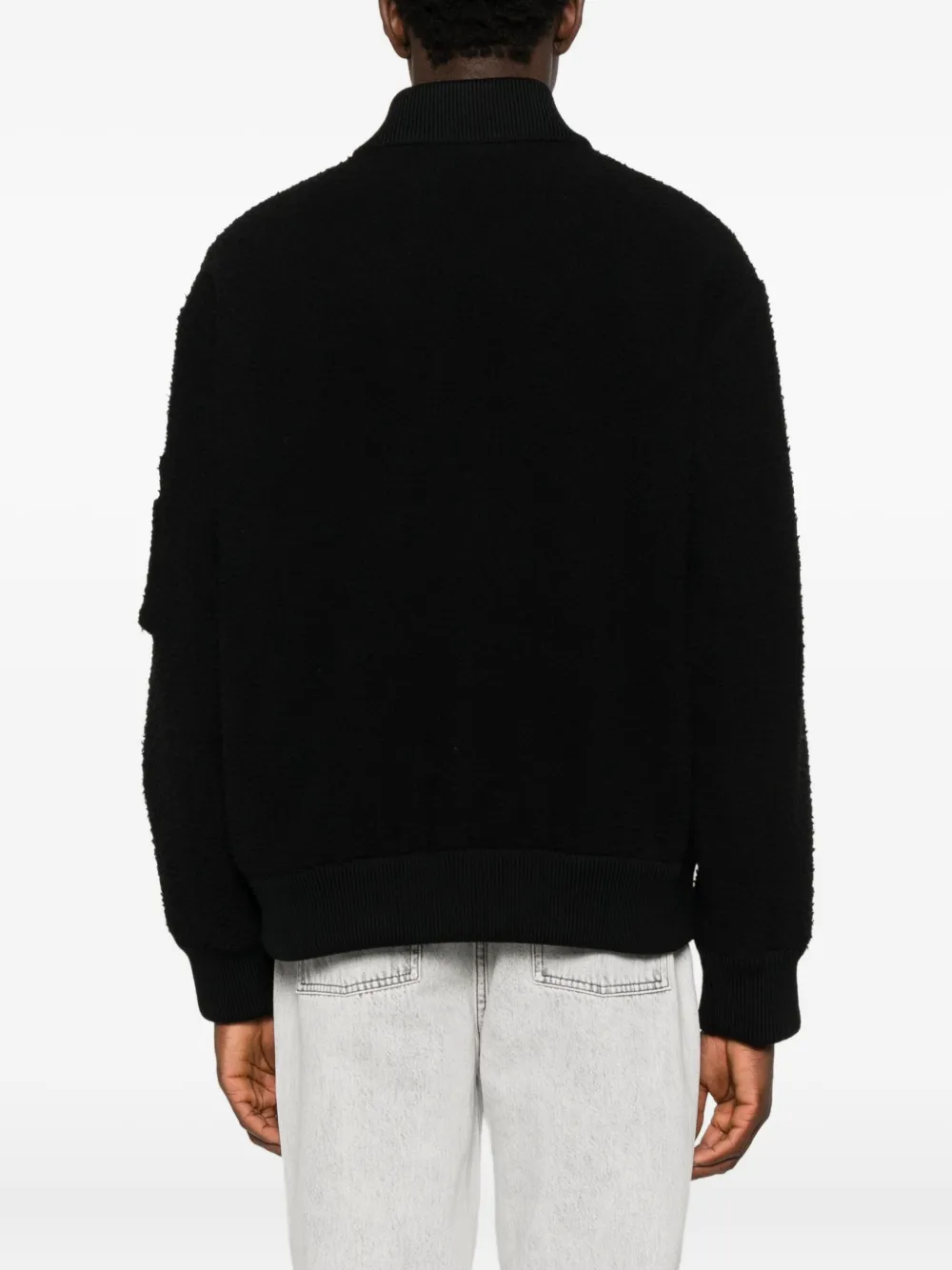 Seven Gauge Wool Bomber Jacket In Black
