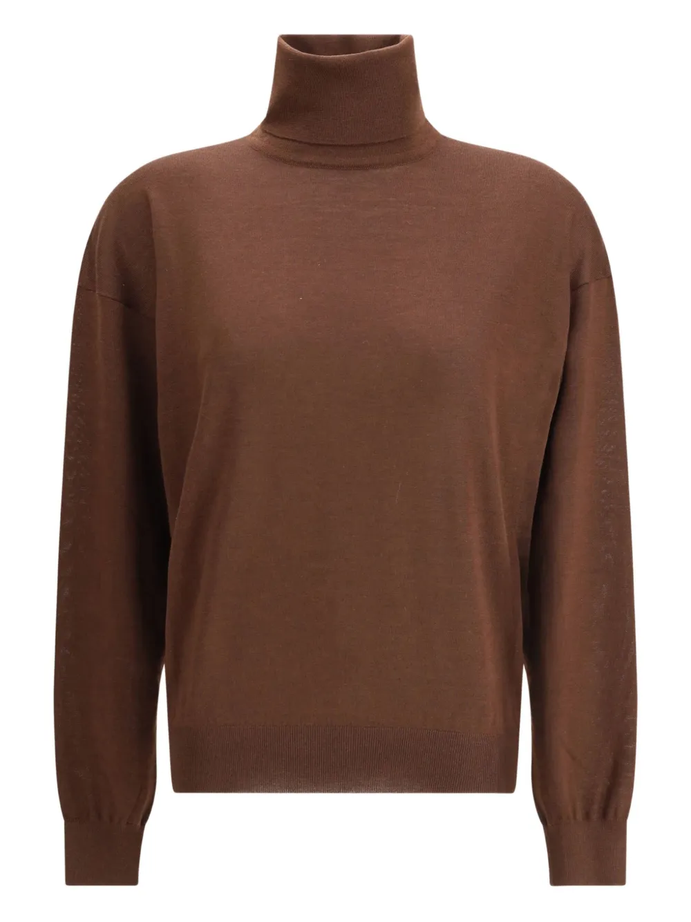 Saint Laurent Long-sleeves Turtleneck Sweater In Brown