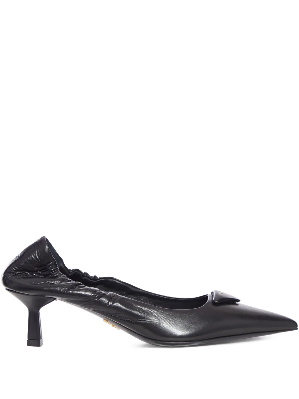 Prada 55 mm leren pumps met ruches Zwart