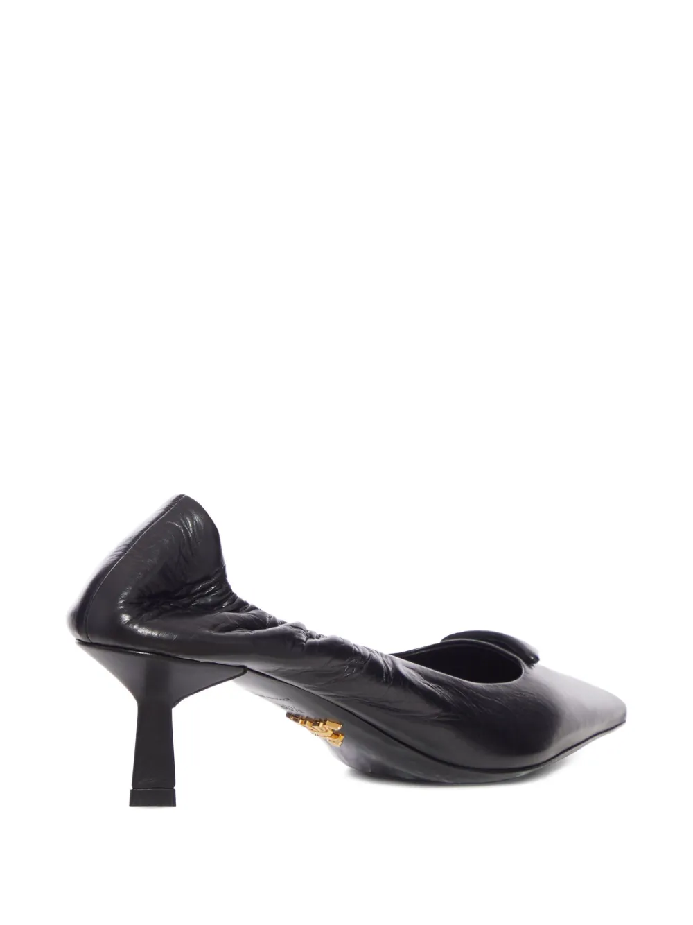 Prada 55 mm leren pumps met ruches Zwart