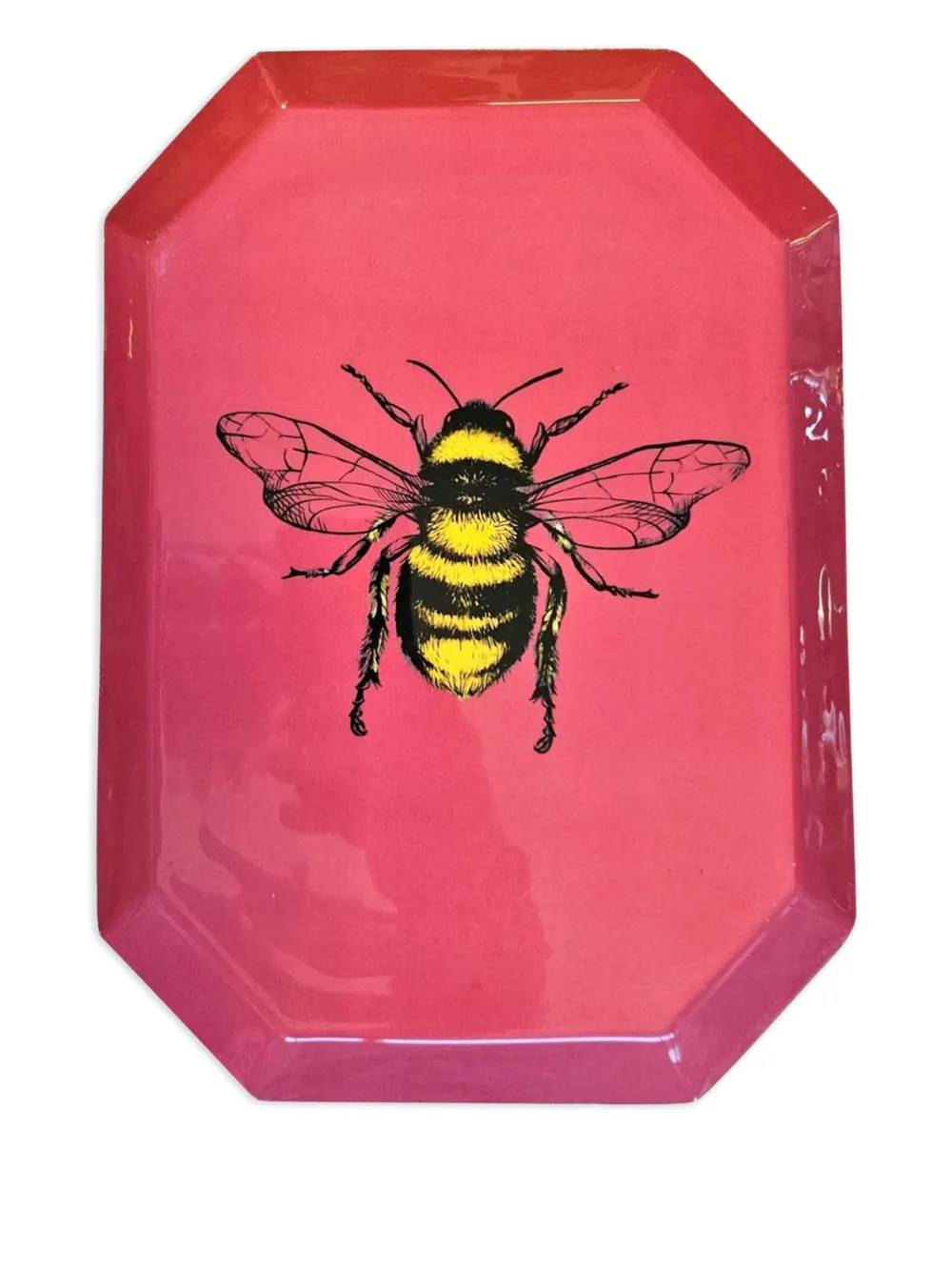 Les-ottomans Bee-print Tray (26cm X 19cm) In Red