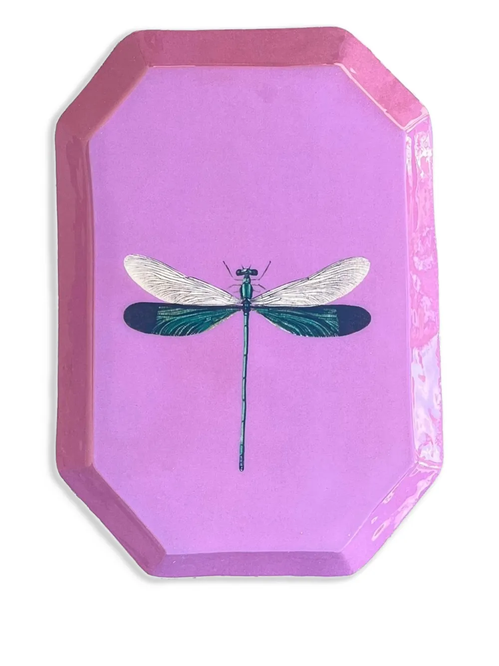 Les-ottomans Dragonfly-print Tray (26cm X 19cm) In Purple