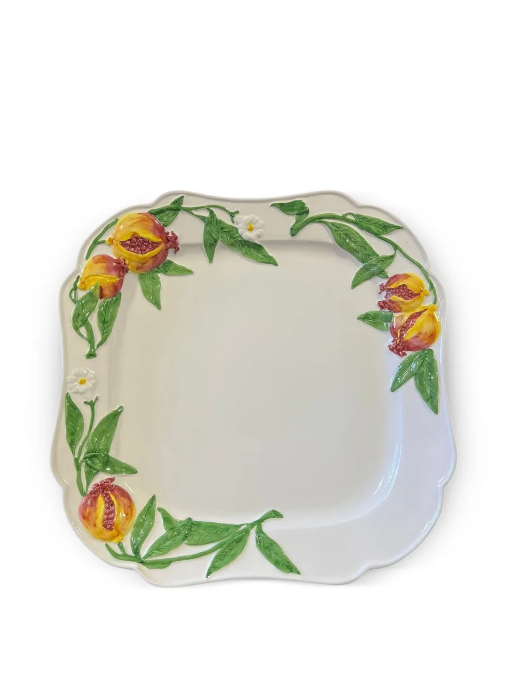 Les-Ottomans Piatto goffrato Pomegranate (35cm x 35cm) - Bianco