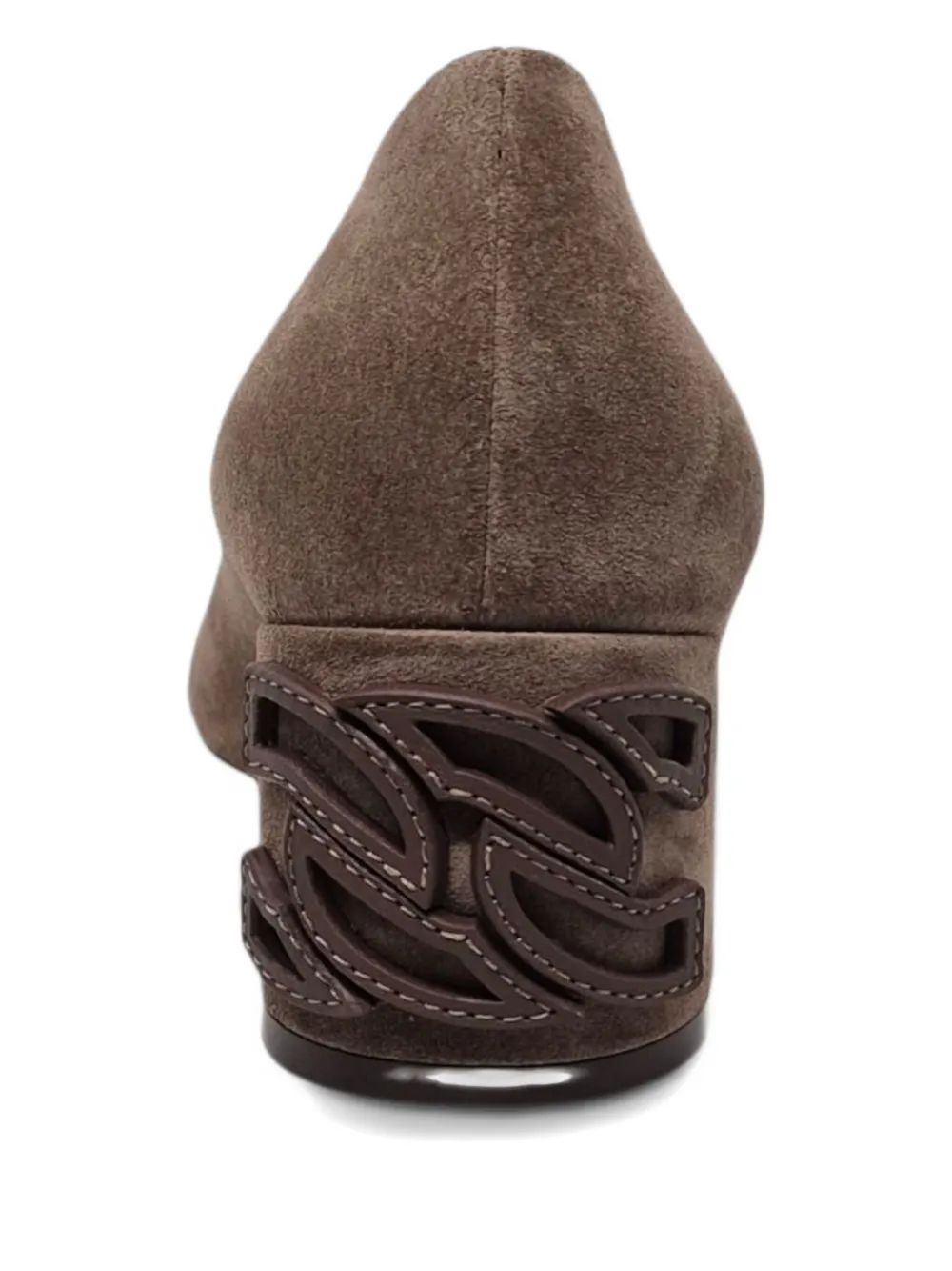 Casadei Cutout Block-heel Pumps In Brown