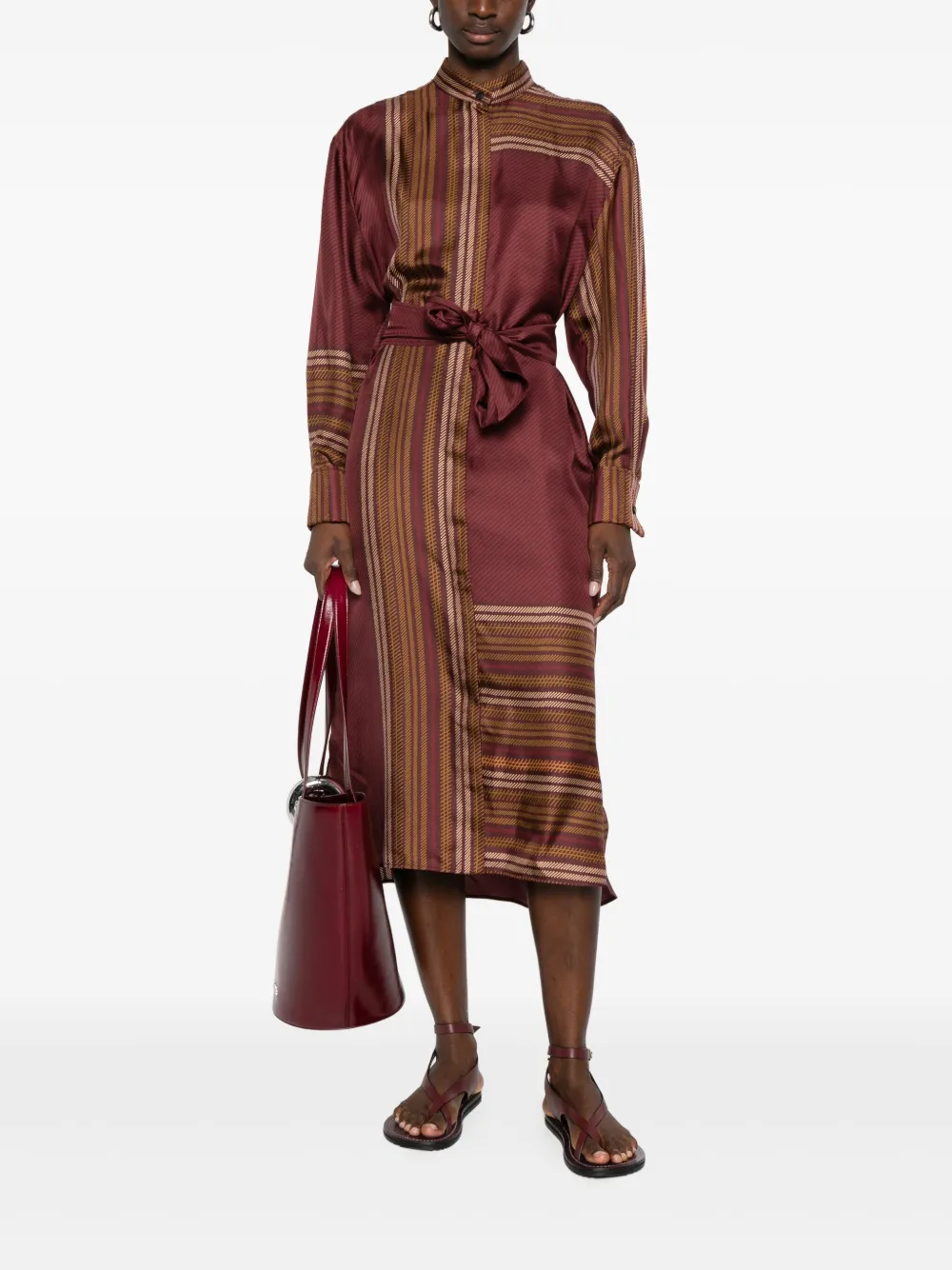 Max Mara Pietre gestreepte midi-jurk - Rood