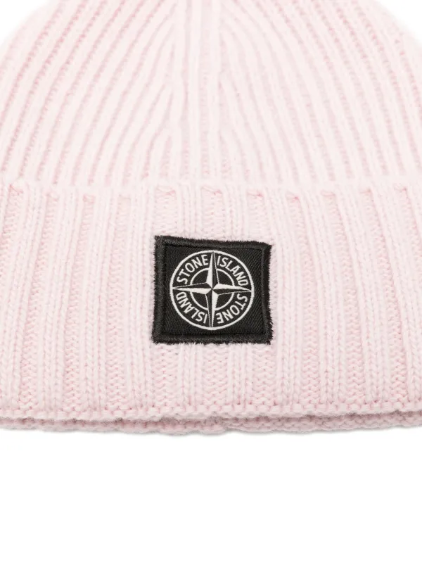 Stone Island Junior リブニット ビーニー | ピンク | FARFETCH JP