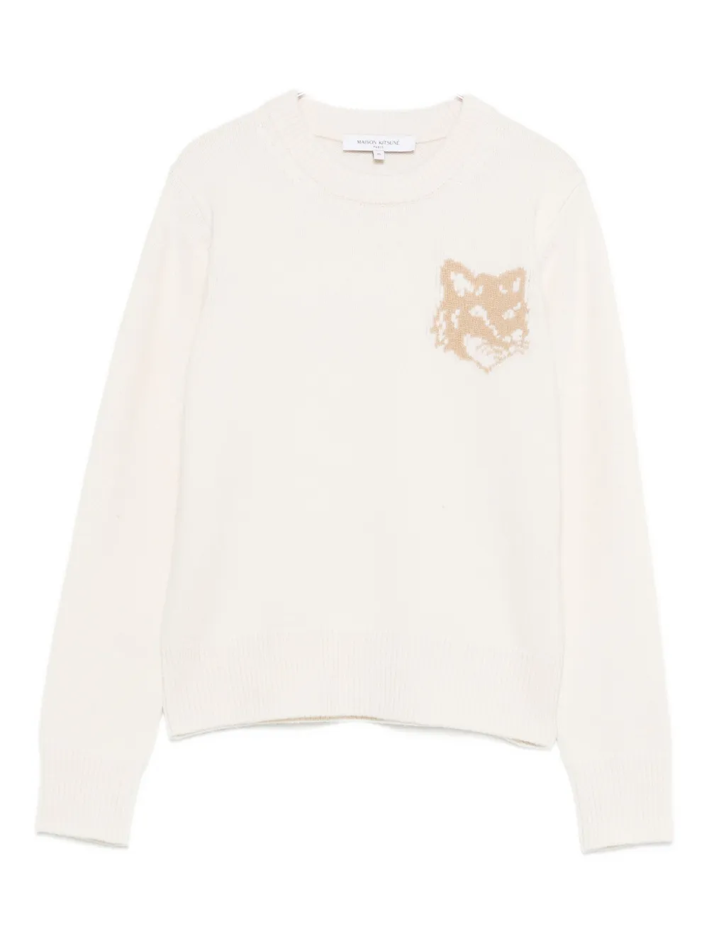 Maison Kitsuné Fox Head Wool Crewneck Jumper In Yellow