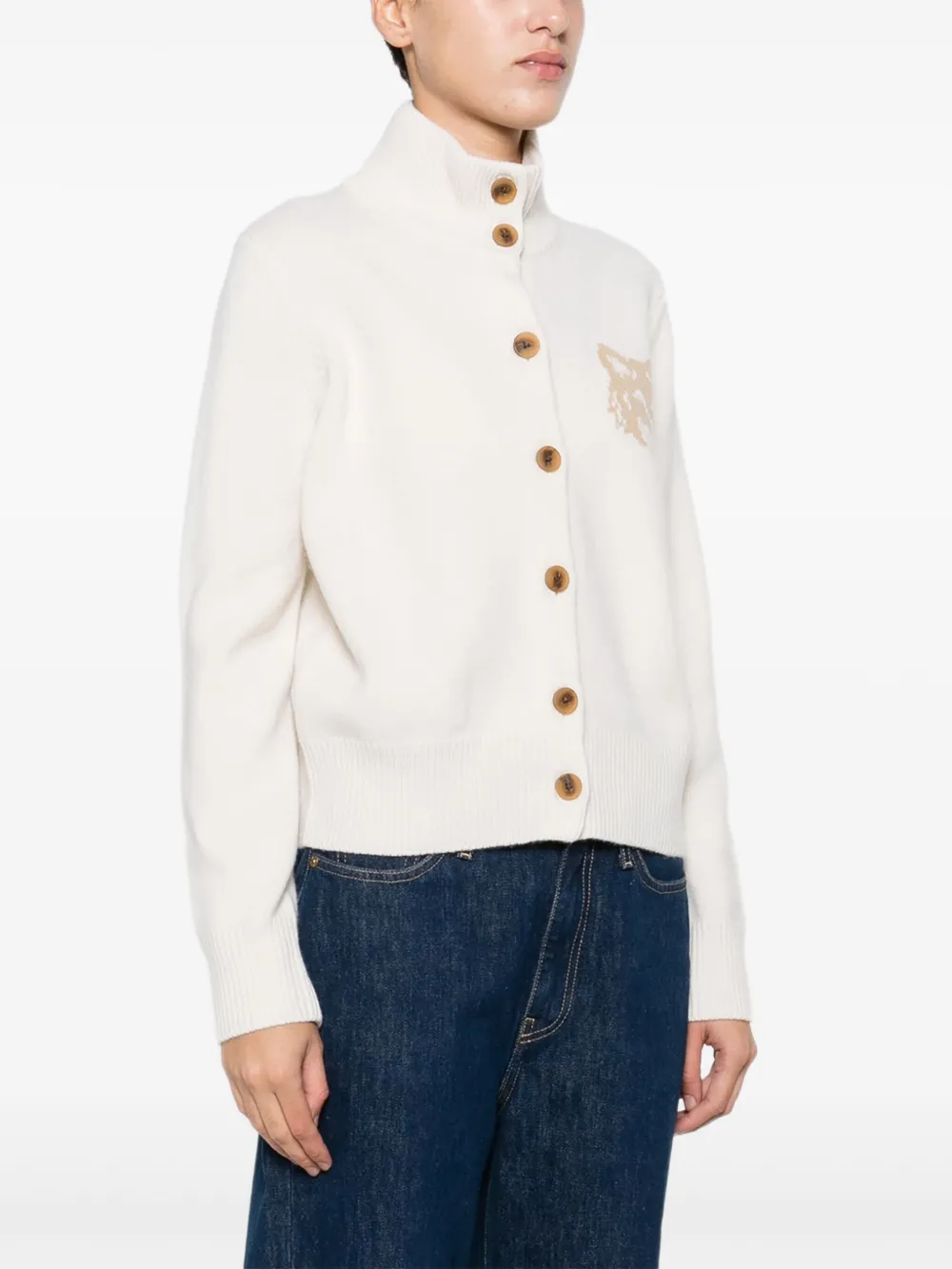 Maison Kitsuné Wollen vest met vossenpatroon Wit