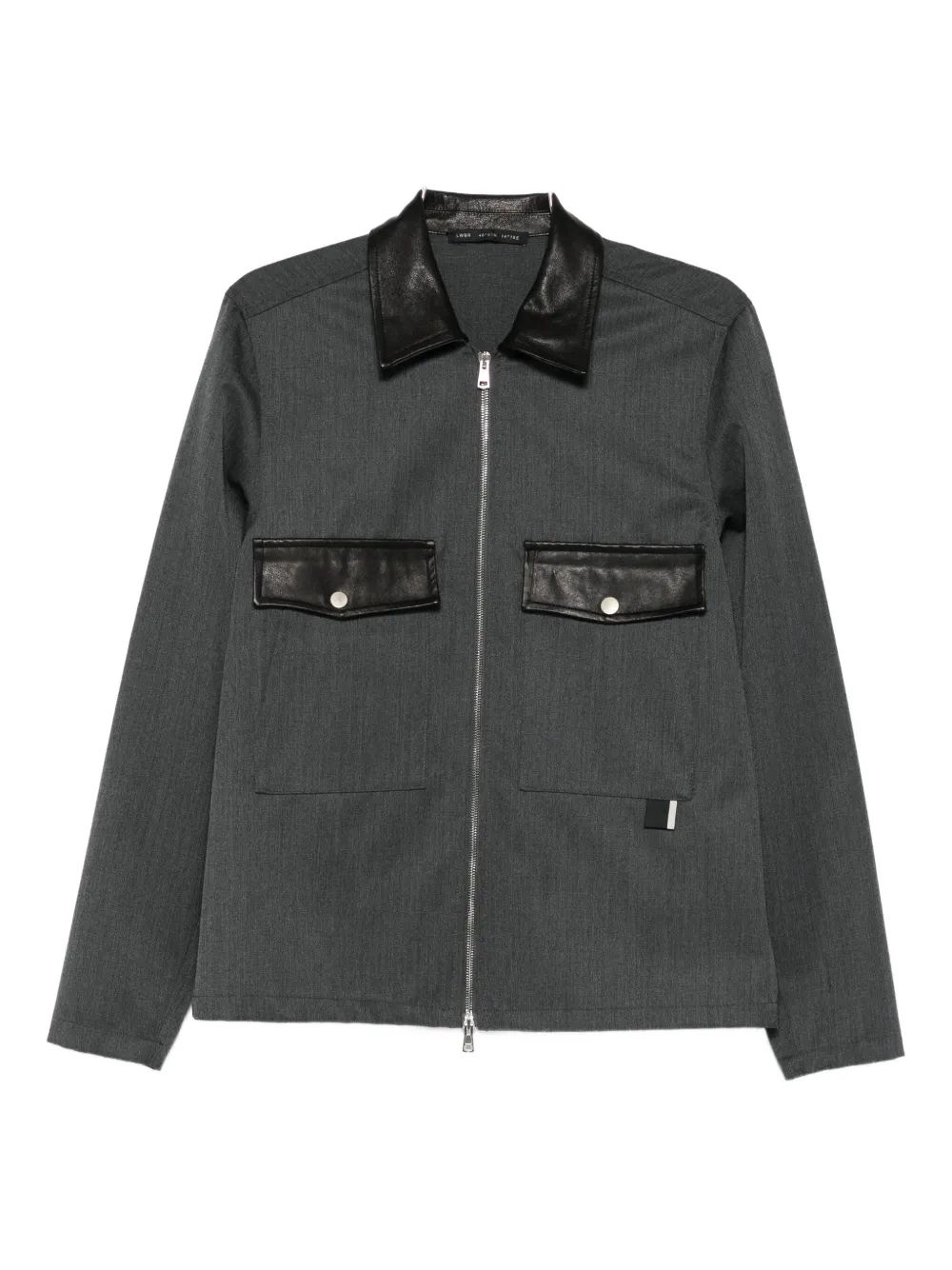 Low Brand leather-trim shirt jacket - Grigio