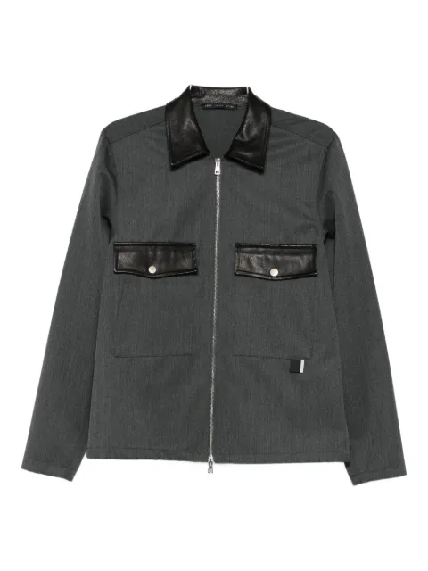 Low Brand leather-trim shirt jacket