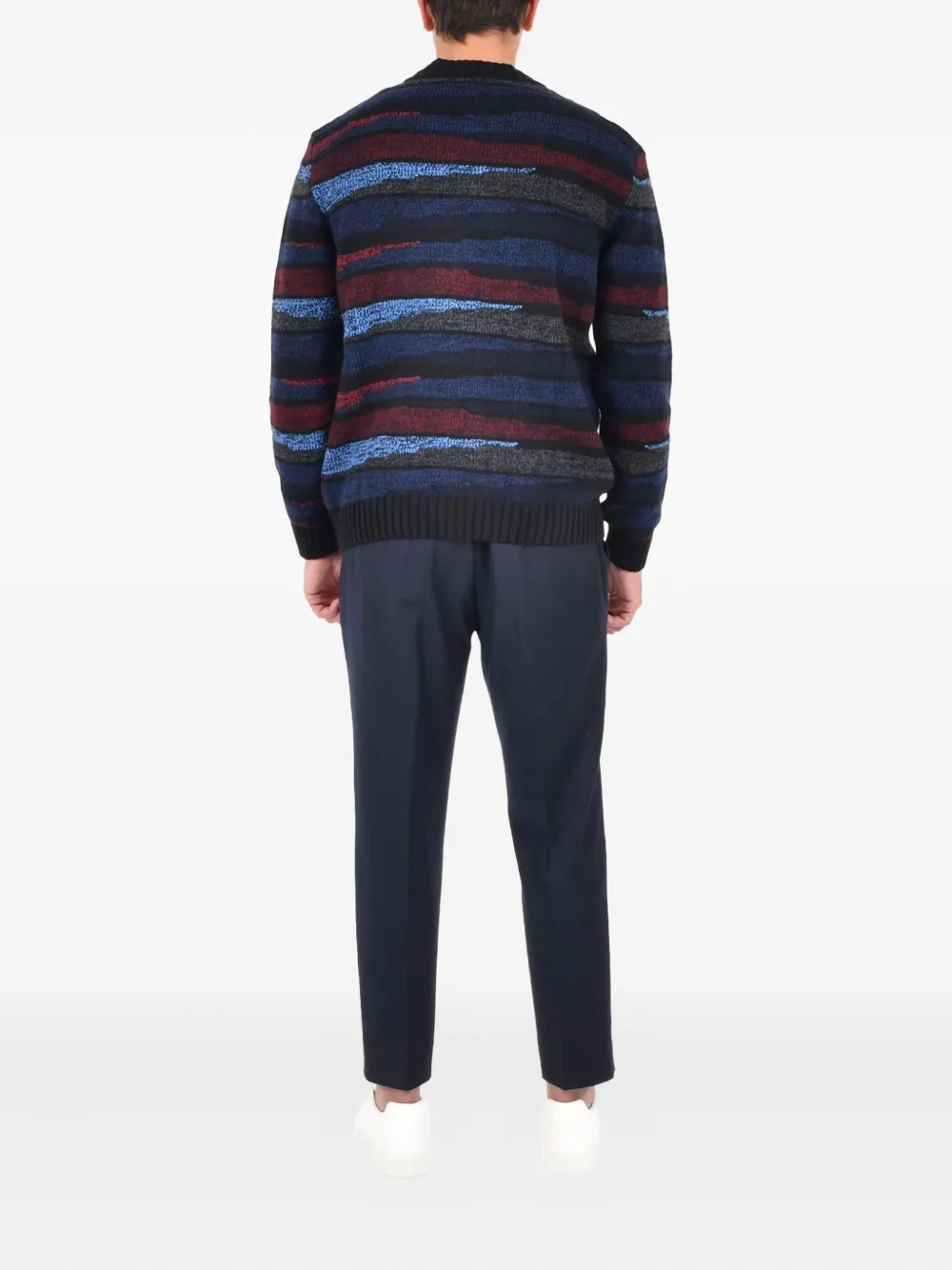 Missoni Striped V-neck Cardigan In Blue