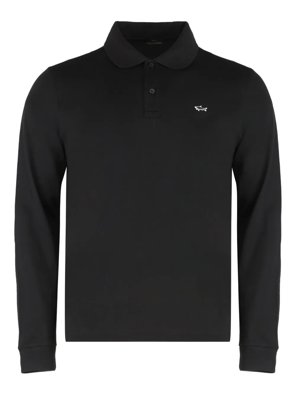 Paul & Shark logo-detail long-sleeve polo shirt | Black | Image 1