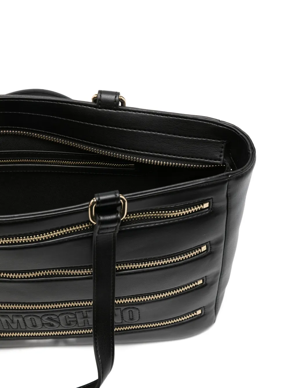 Love Moschino Zipline Logo-charm Tote Bag In Black