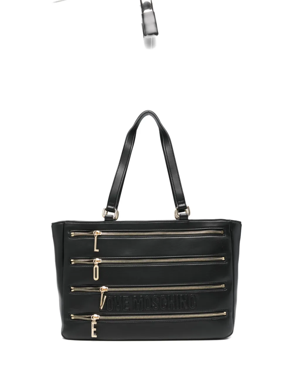 Love Moschino Zipline Logo-charm Tote Bag In Black