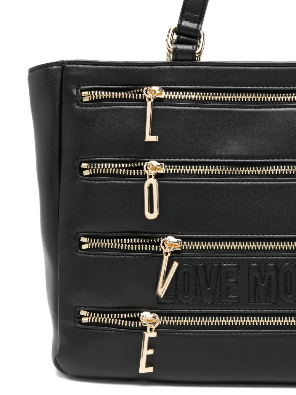 Love Moschino Zipline Logo-charm Tote Bag In Black