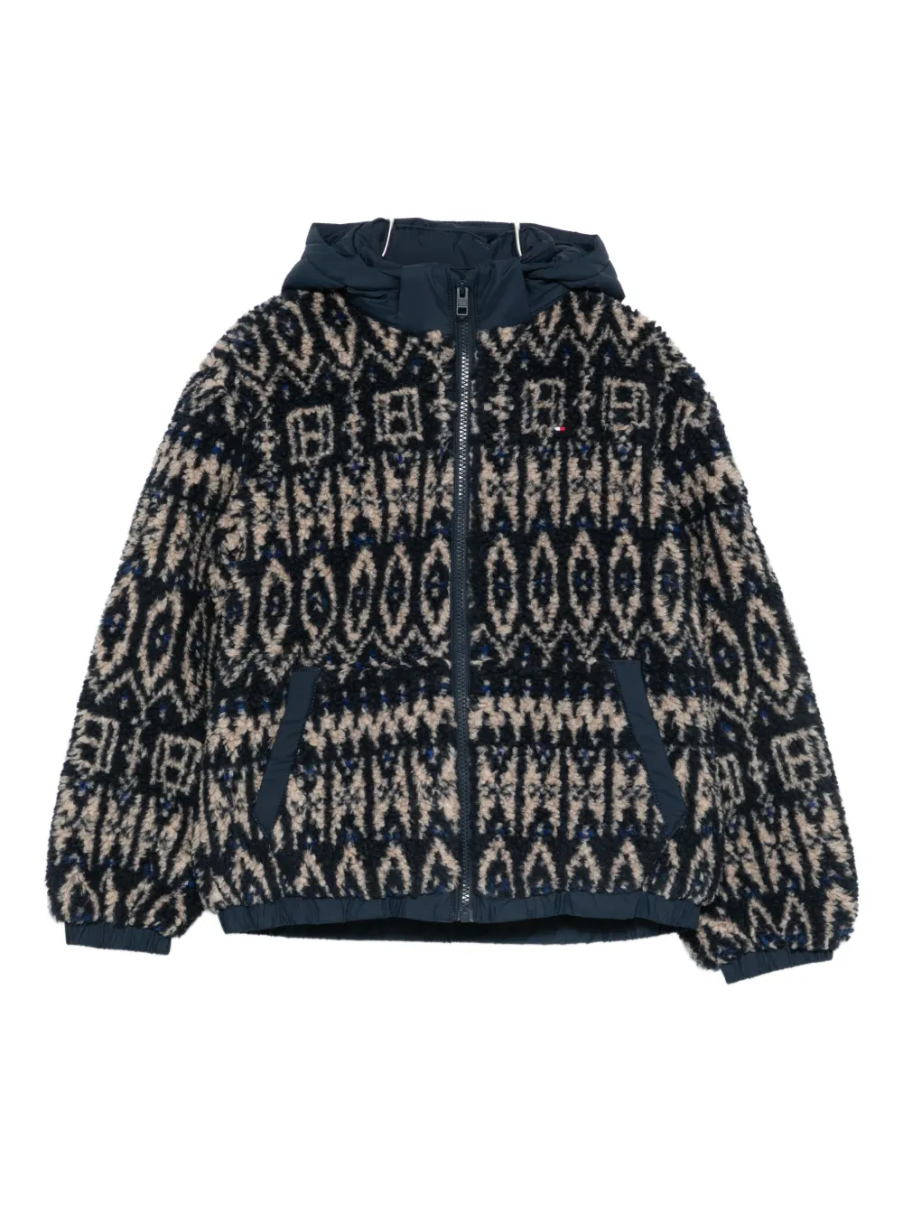 Tommy Hilfiger Junior hooded patterned jacket | Blue | Image 1