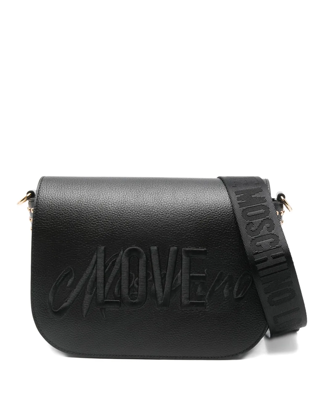 Love Moschino Stud-detail Logo-embroidered Crossbody Bag In Black