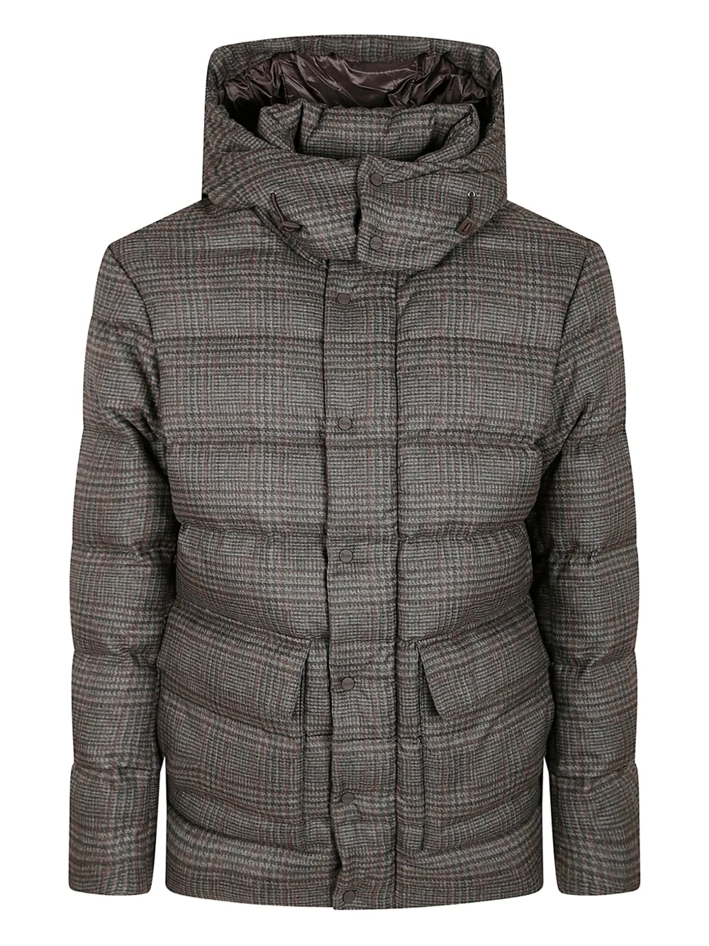 Herno hooded check-pattern jacket | Grey | Image 1
