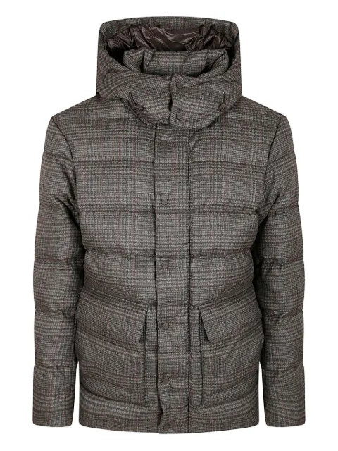 Herno hooded check-pattern jacket