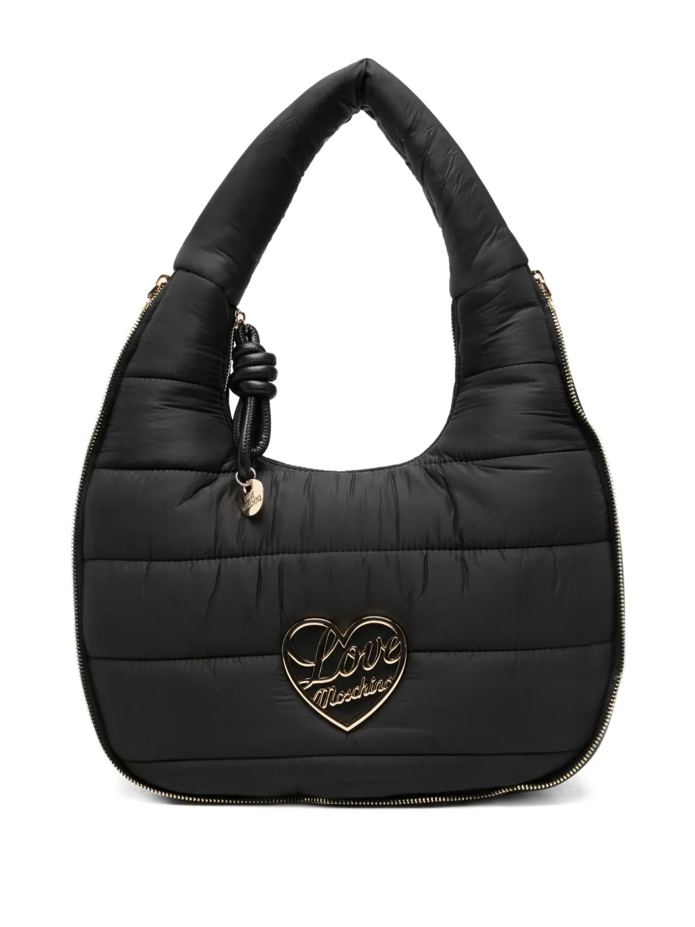 Love Moschino Heart-plaque Quilted Tote Bag In Black